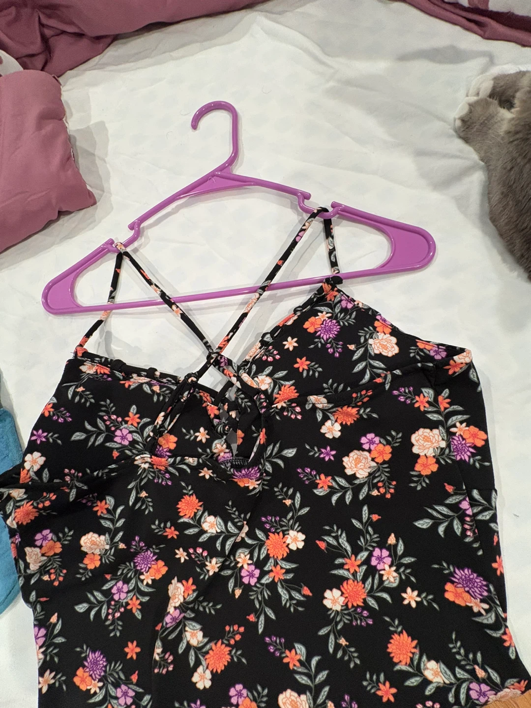 Black Floral Maxi Dress with Strappy Back - photo 2