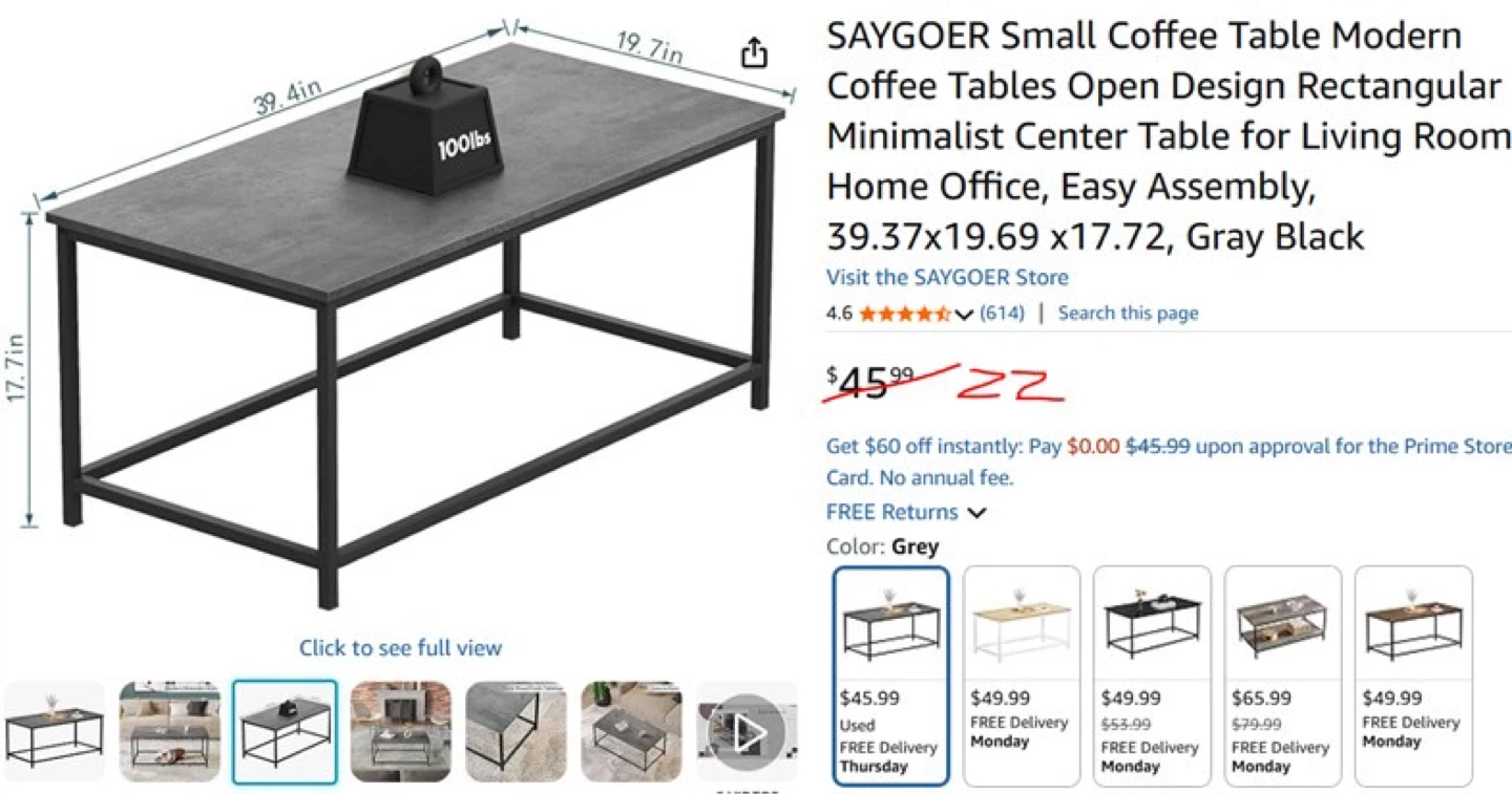 Coffee Table - (no damage conditions and used less one year)