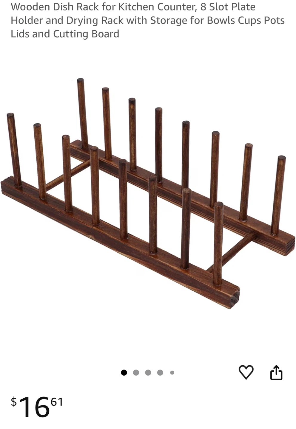 Wooden Dish Rack for Kitchen Counter - 8 Slot Plate Holder