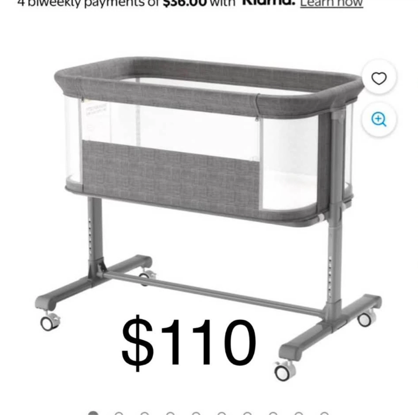 Grey Bassinet with Wheels