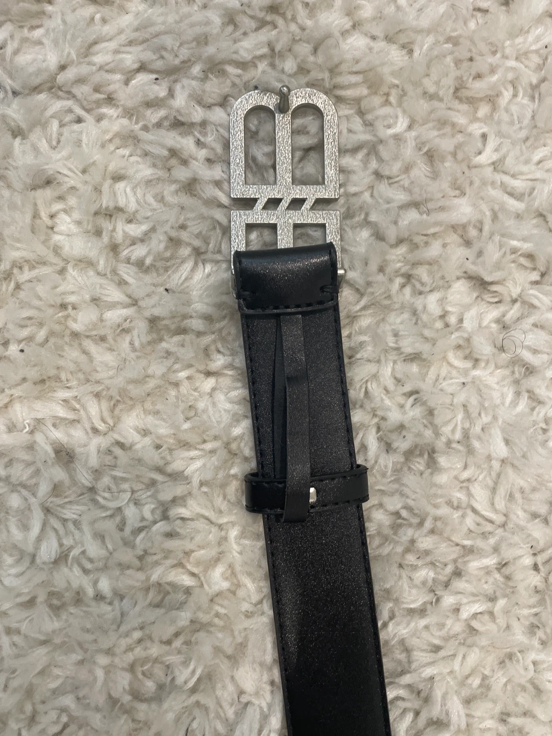 Balenciaga Black Leather BB Logo Belt - photo 3