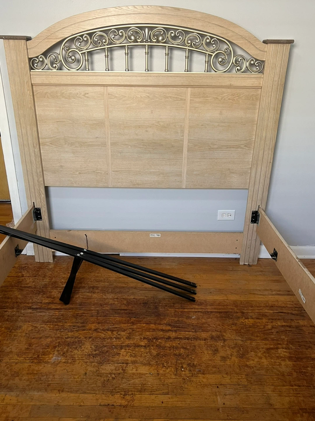 Wooden Bed Frame with Ornate Headboard - photo 2