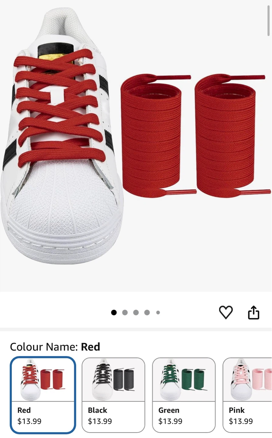 Endoto Red Shoelaces for Adidas Superstar - 45”