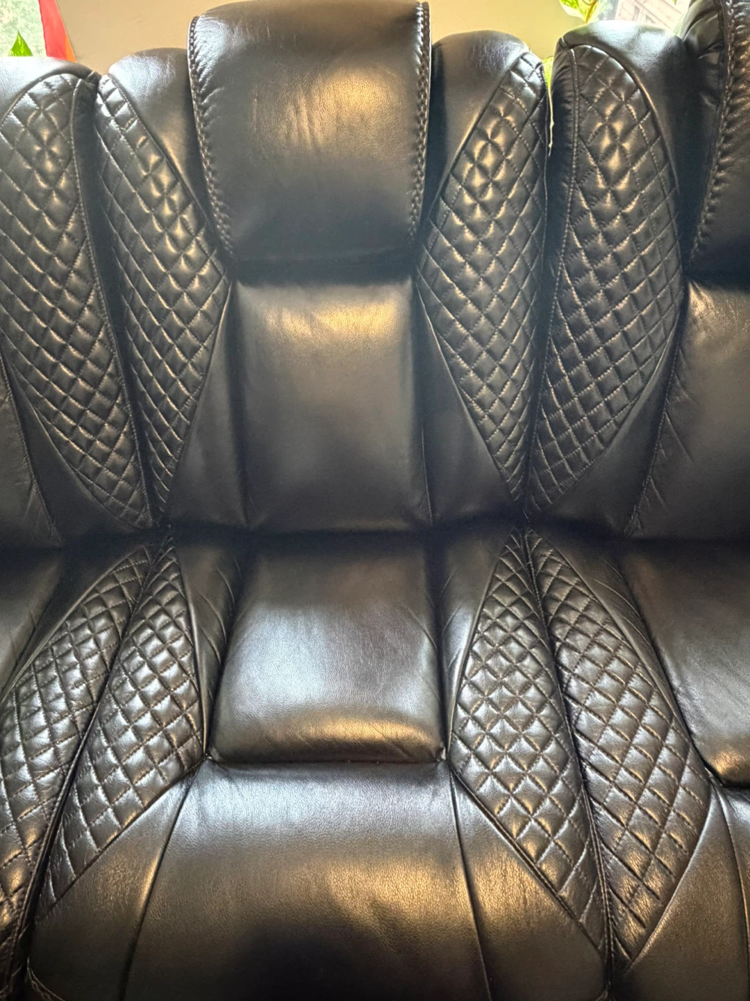 Black Leather 3-Seater Reclining Sofa with Blue LED Lights - photo 3