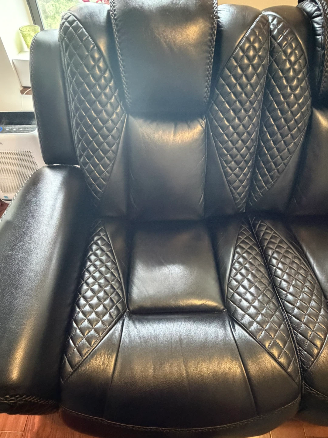 Black Leather 3-Seater Reclining Sofa with Blue LED Lights - photo 4