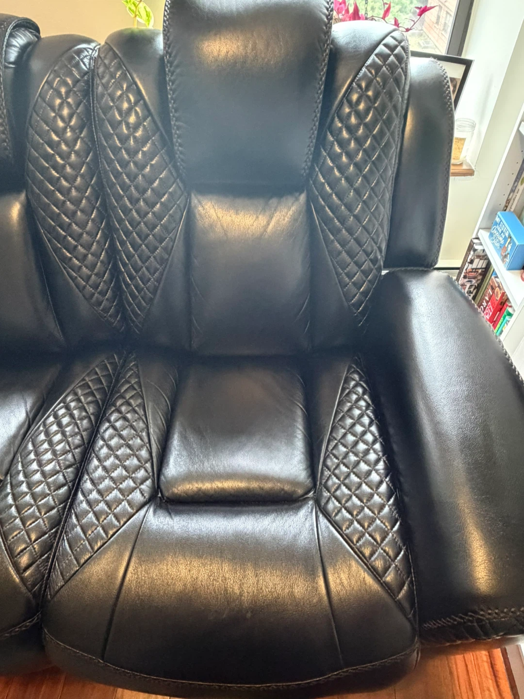 Black Leather 3-Seater Reclining Sofa with Blue LED Lights - photo 5