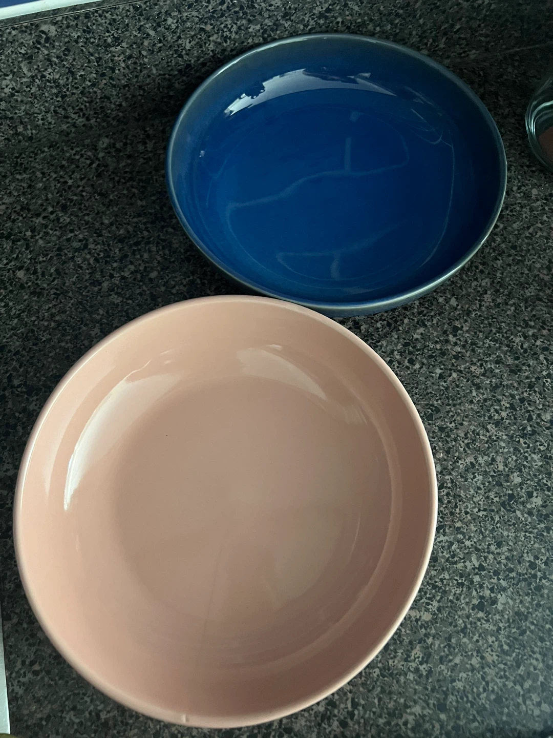 Set of 4 Shallow Bowls - Pink and Blue