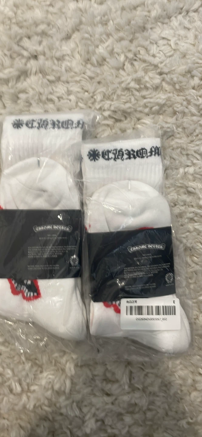 Chrome Hearts White Socks with Red Lips Print - photo 2