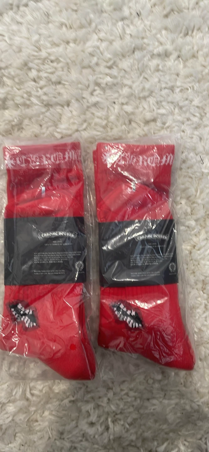 Chrome Hearts Red Socks with Lip and Teeth Design (Pair) - photo 2