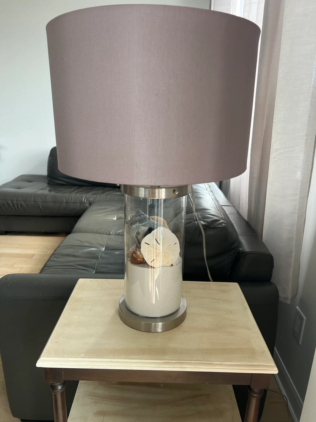 Table Lamp with Shell and Sand Decor
