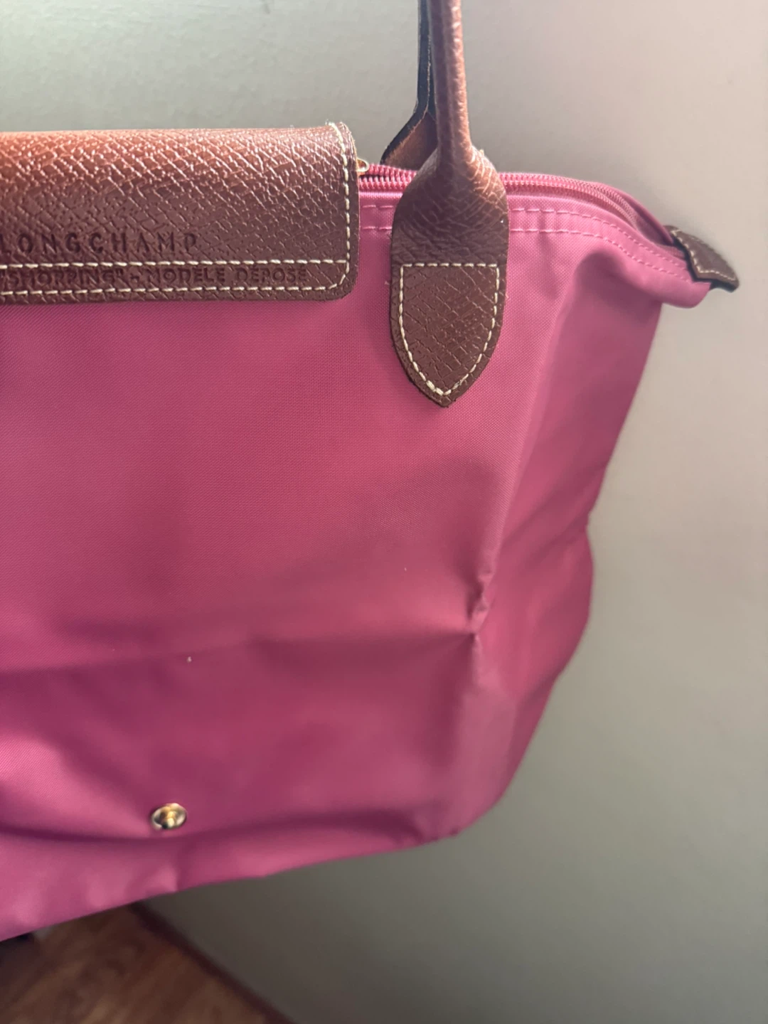 Longchamp Pink Nylon Leather Trim Tote Bag - photo 3