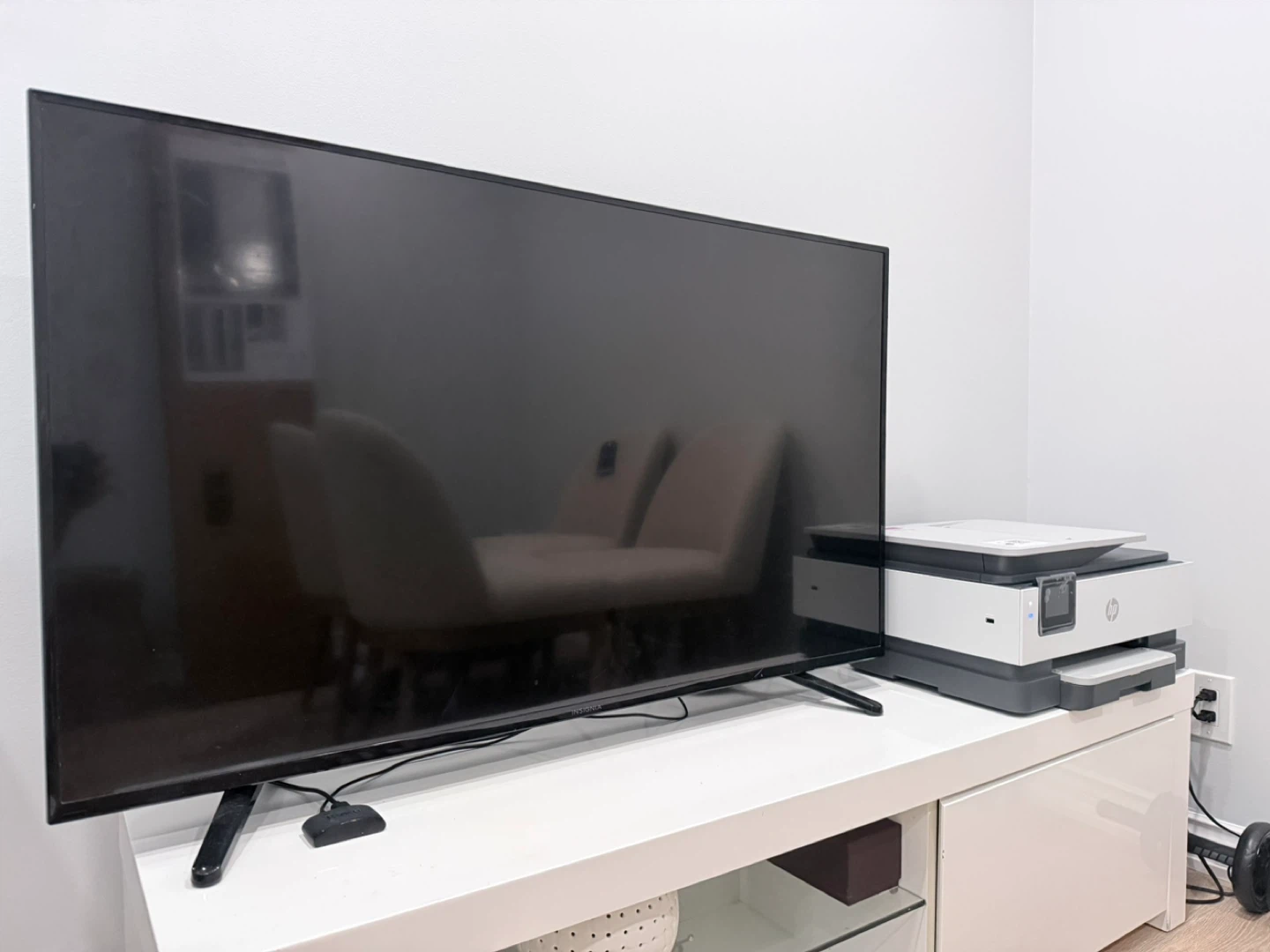 White Entertainment Unit with Storage - photo 4