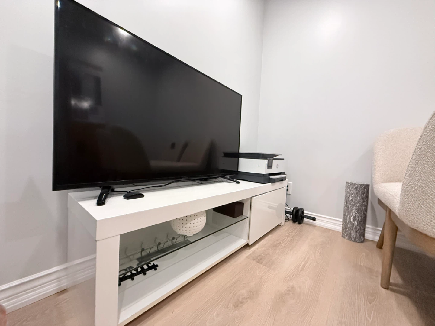 White Entertainment Unit with Storage - photo 2
