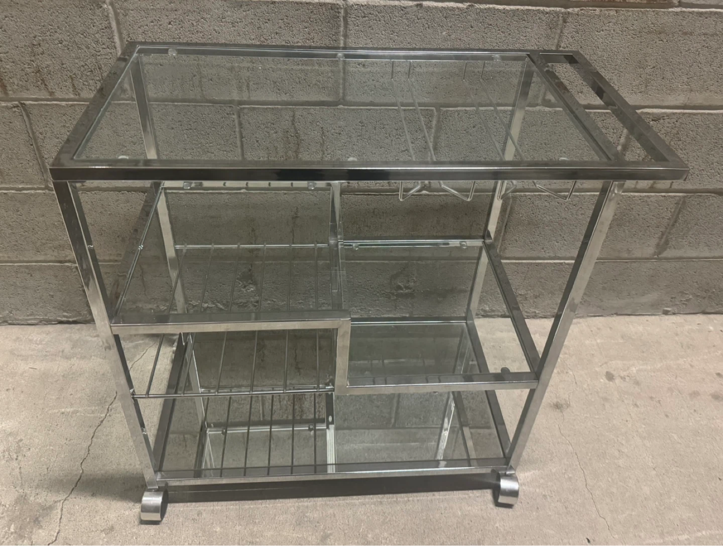 Chrome and Glass Bar Cart  31.38"W × 15.75"D × 30.75"H (45$cash) - photo 2