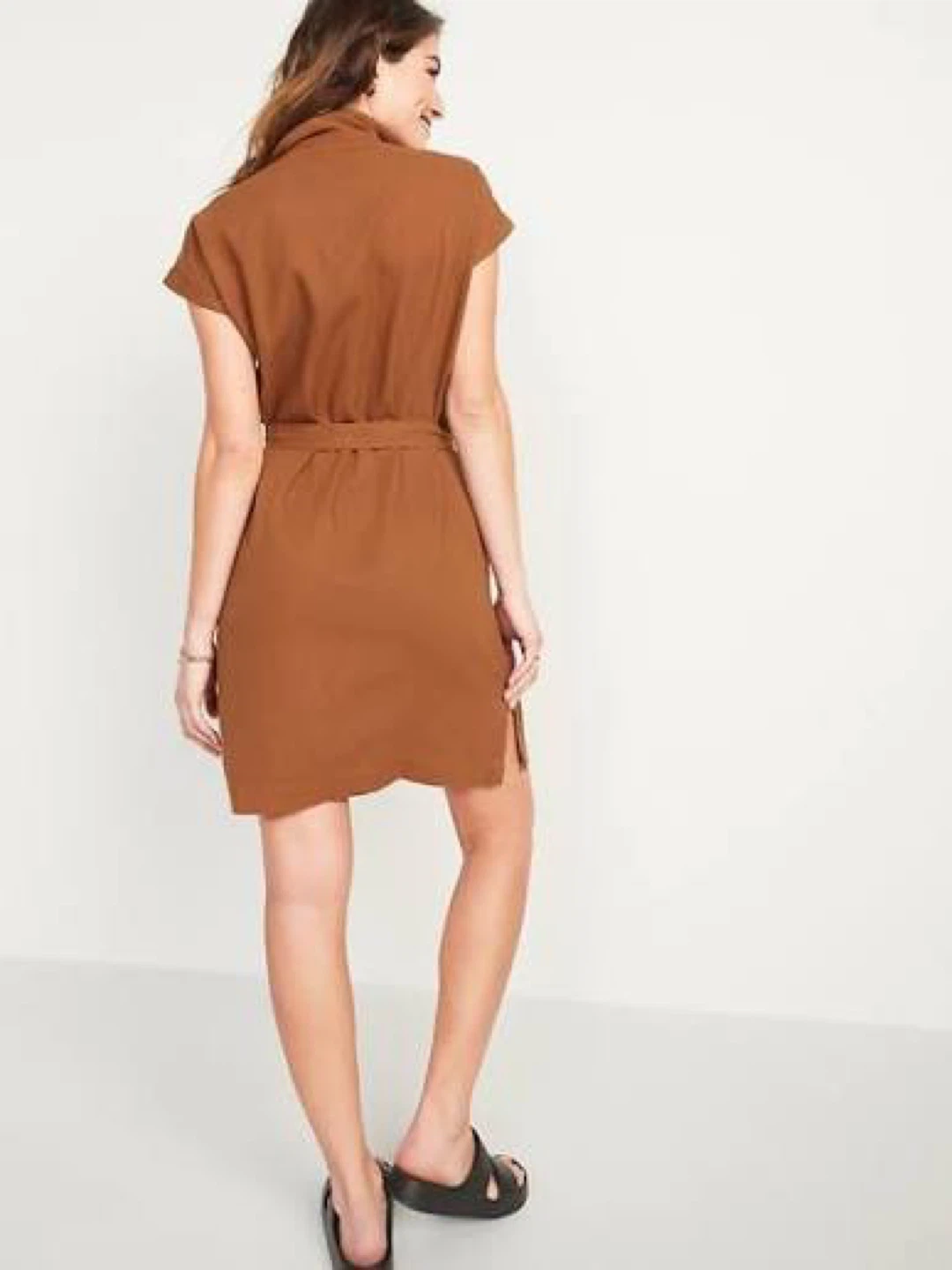 New Linen Blend Tie-Belt Shirt Dress - photo 2