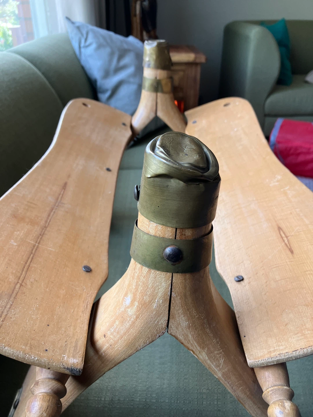 Vintage Camel Saddle Wooden Footrest Stool - photo 3