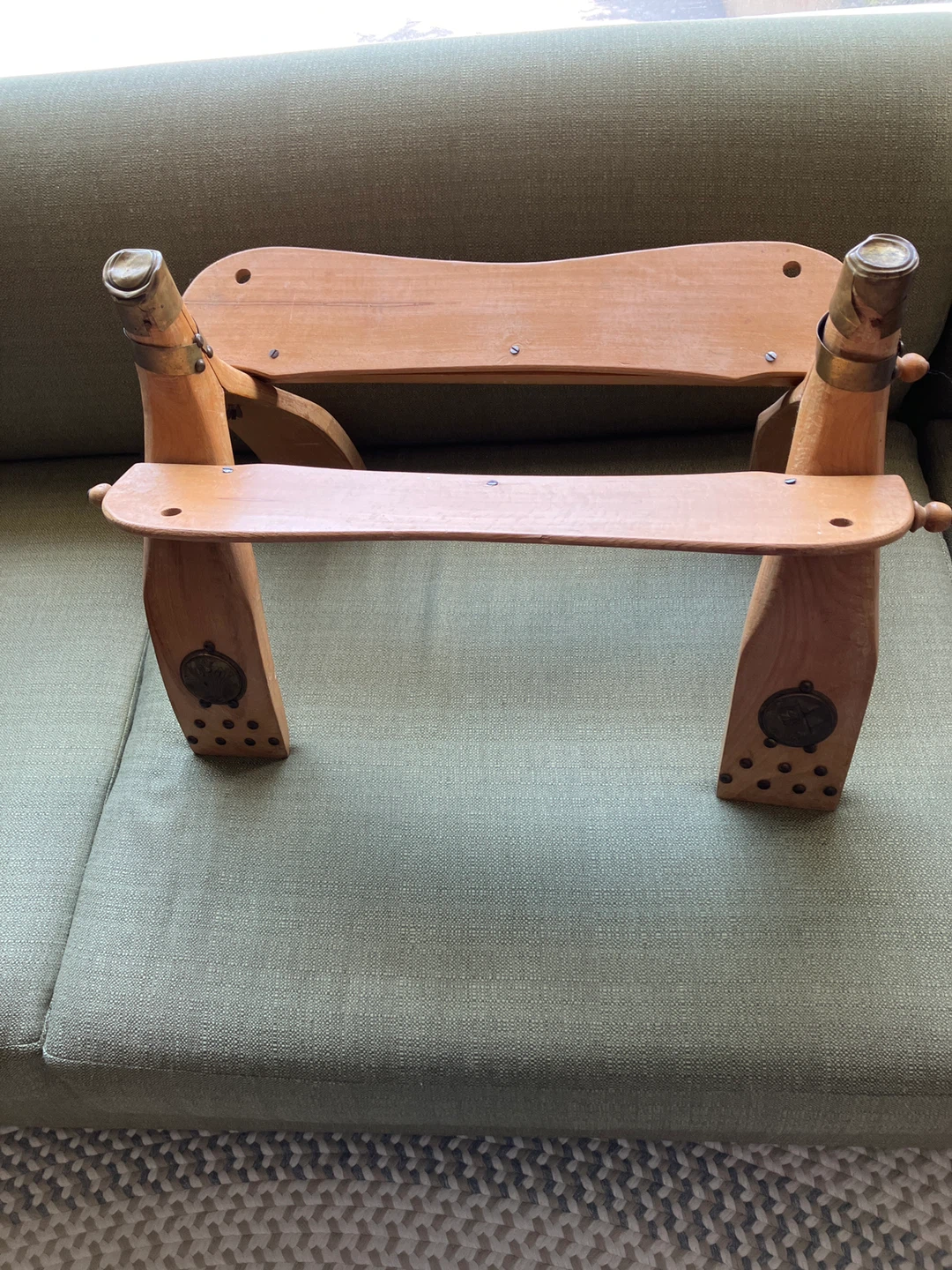 Vintage Camel Saddle Wooden Footrest Stool