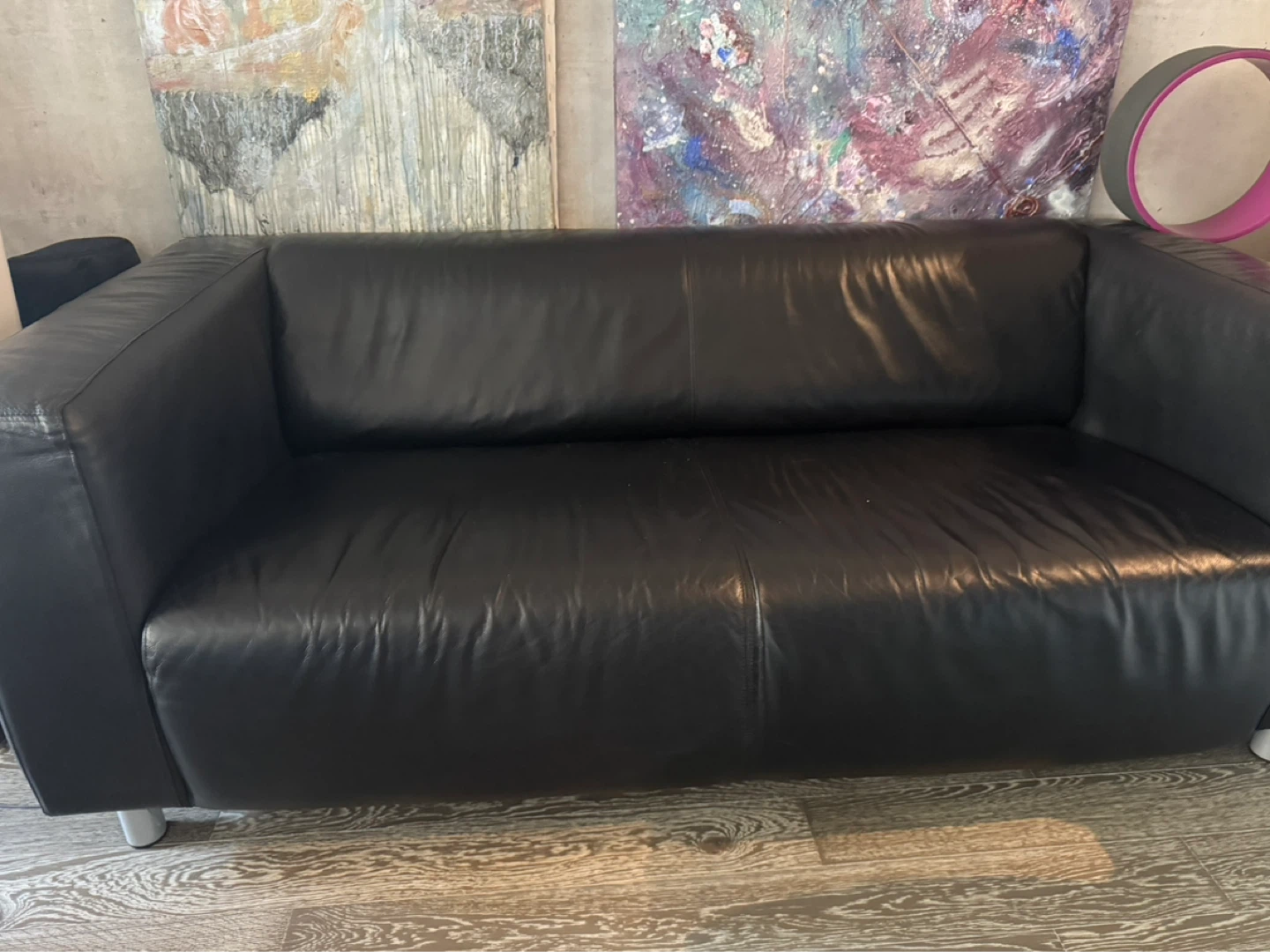 Black Leather Loveseat Sofa