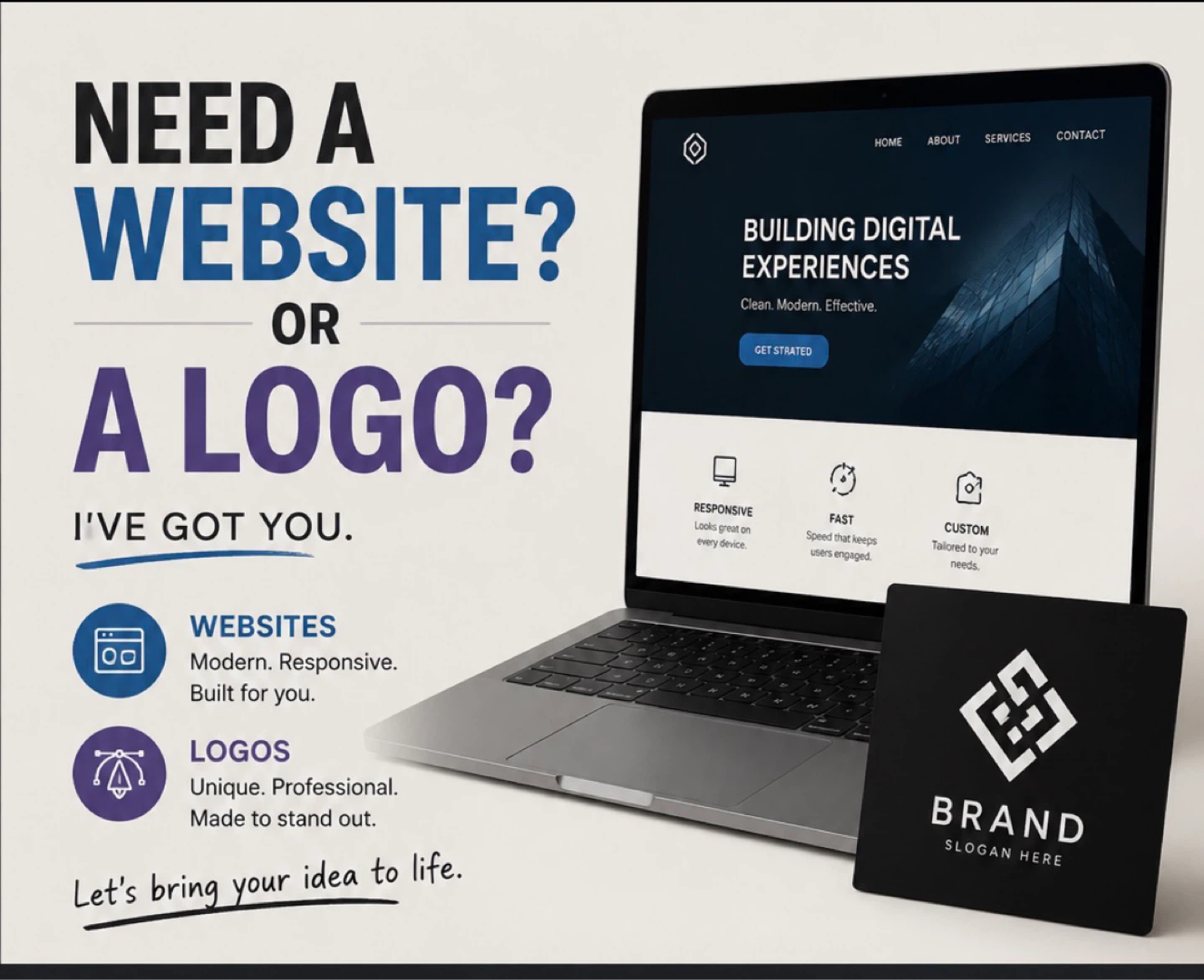 Need a Website or Logo? Affordable Custom Designs 💻🎨