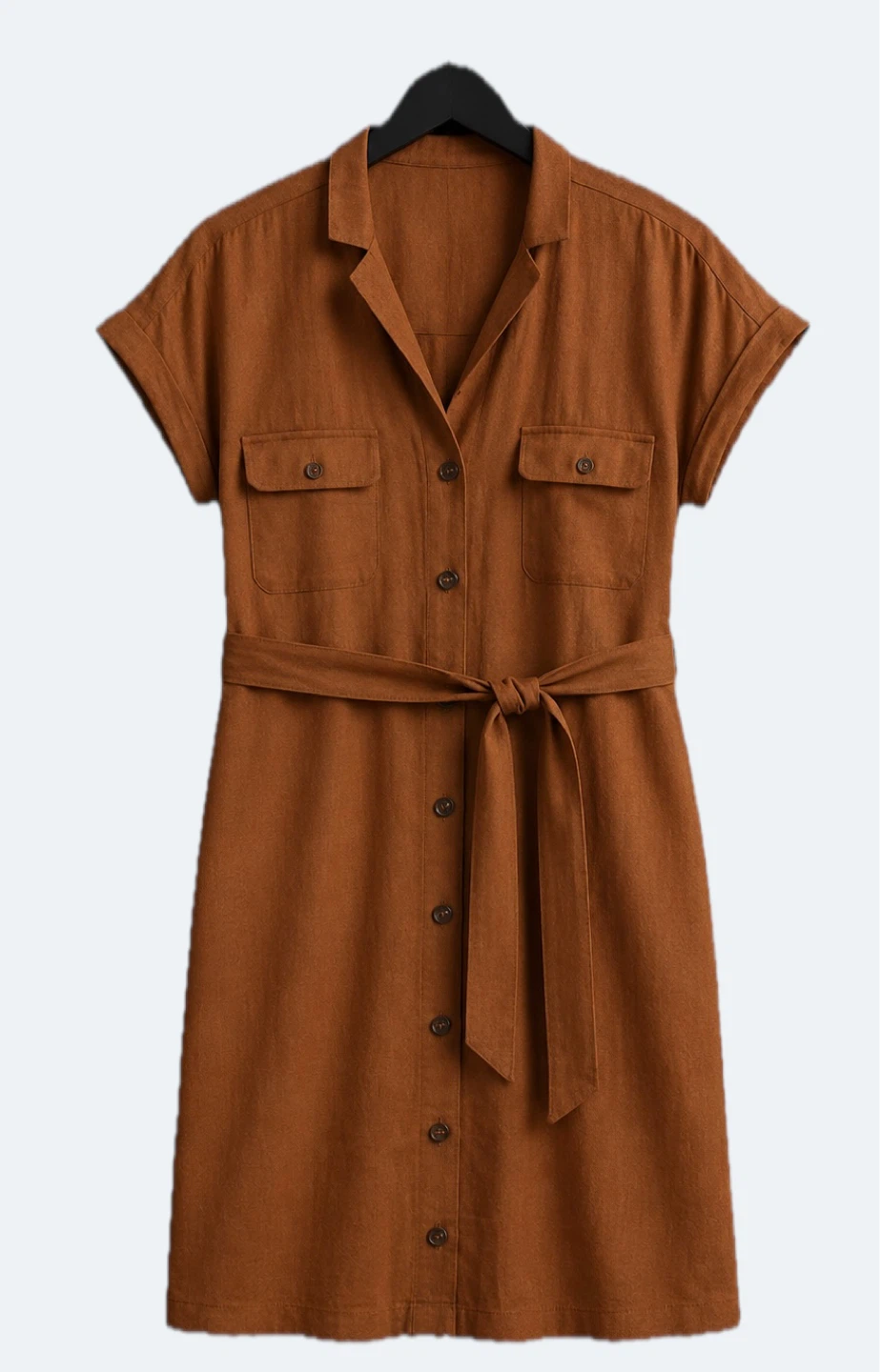 New Linen Blend Tie-Belt Shirt Dress - photo 4