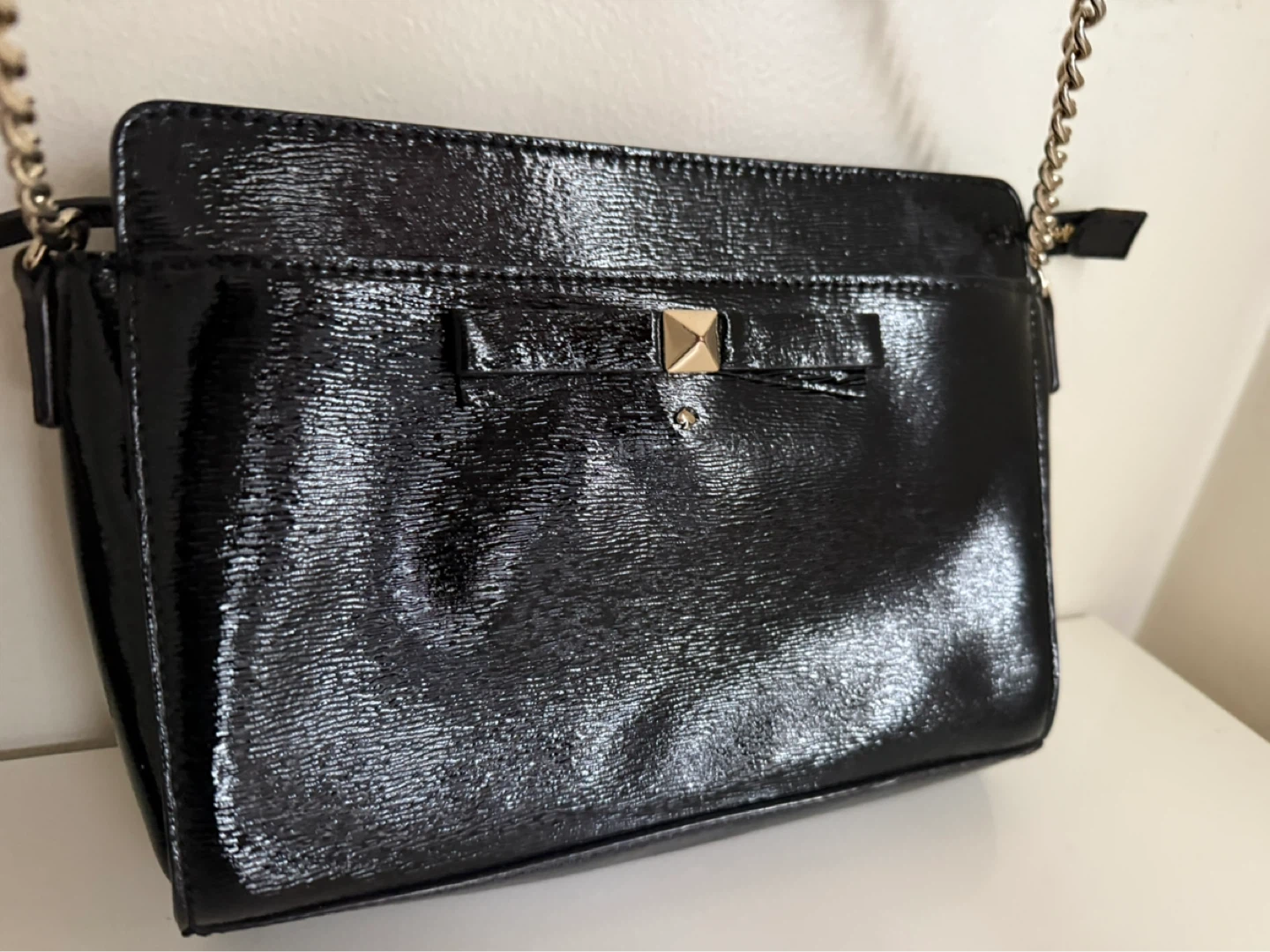 Kate Spade Black Patent Leather Bow Crossbody Bag - photo 2