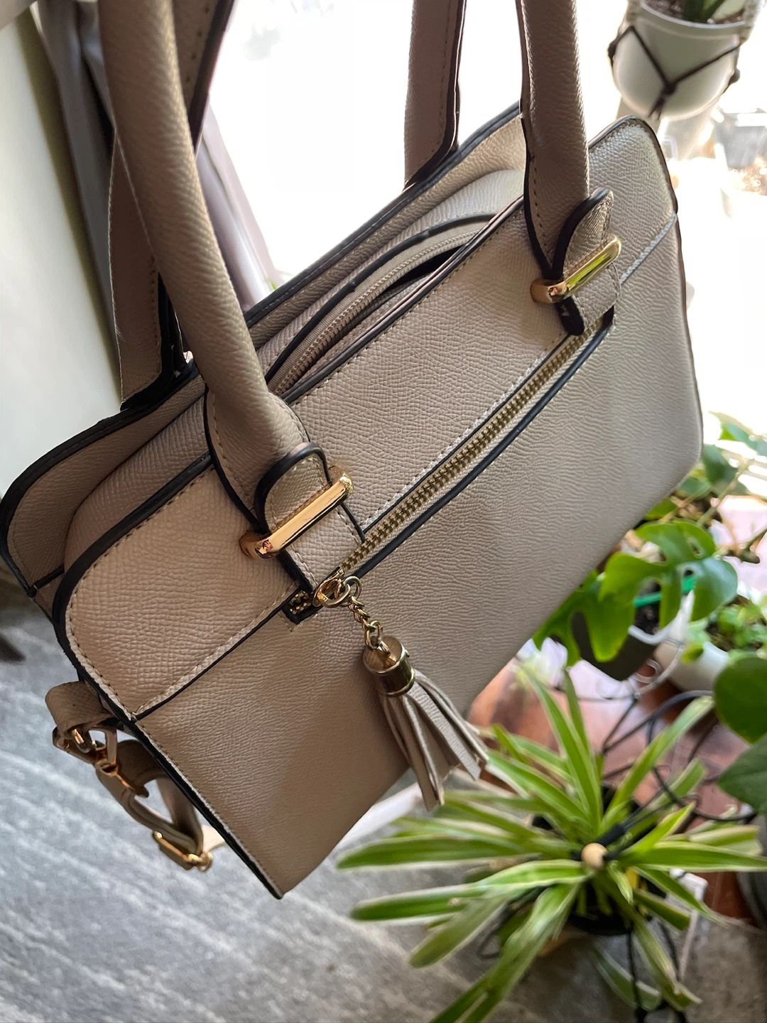 Beige Handbag with Shoulder Strap - photo 2