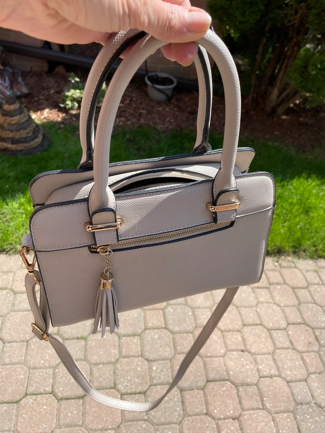 Beige Handbag with Shoulder Strap