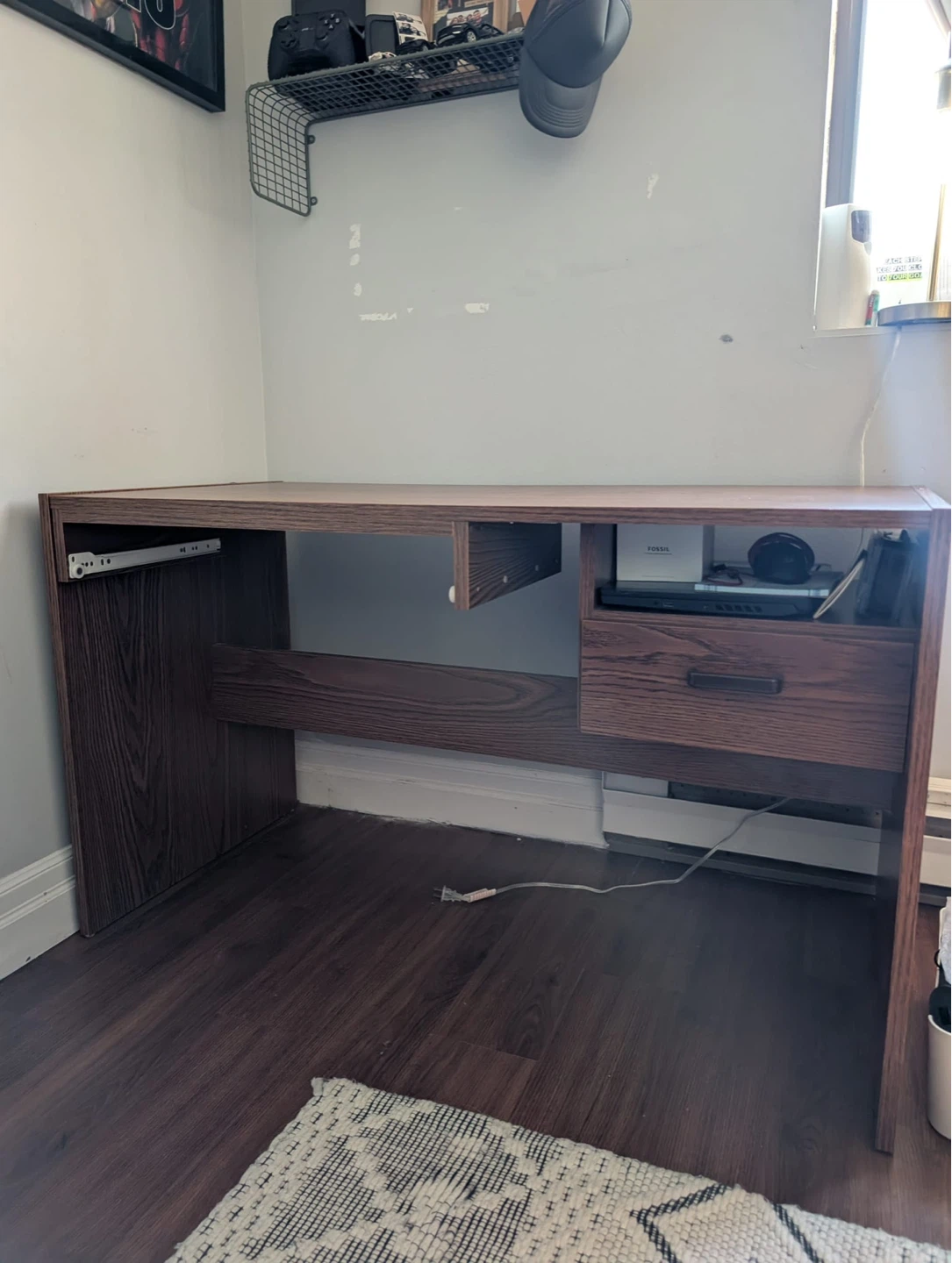Brown Wood Desk with Drawer - photo 5