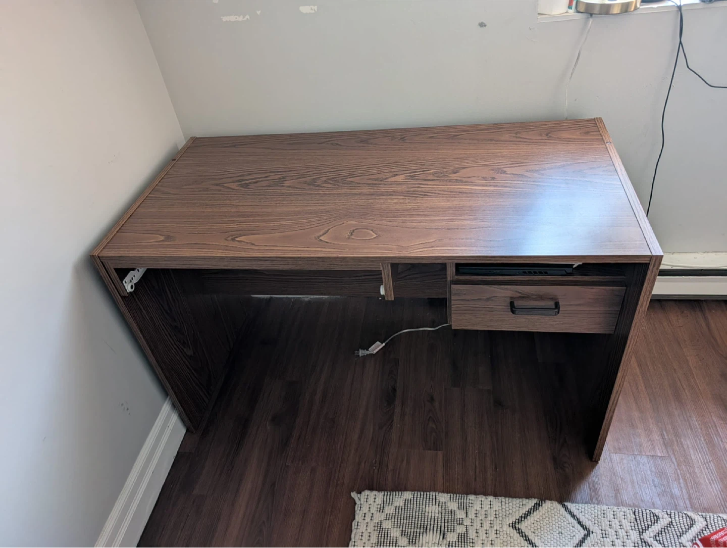 Brown Wood Desk with Drawer - photo 2