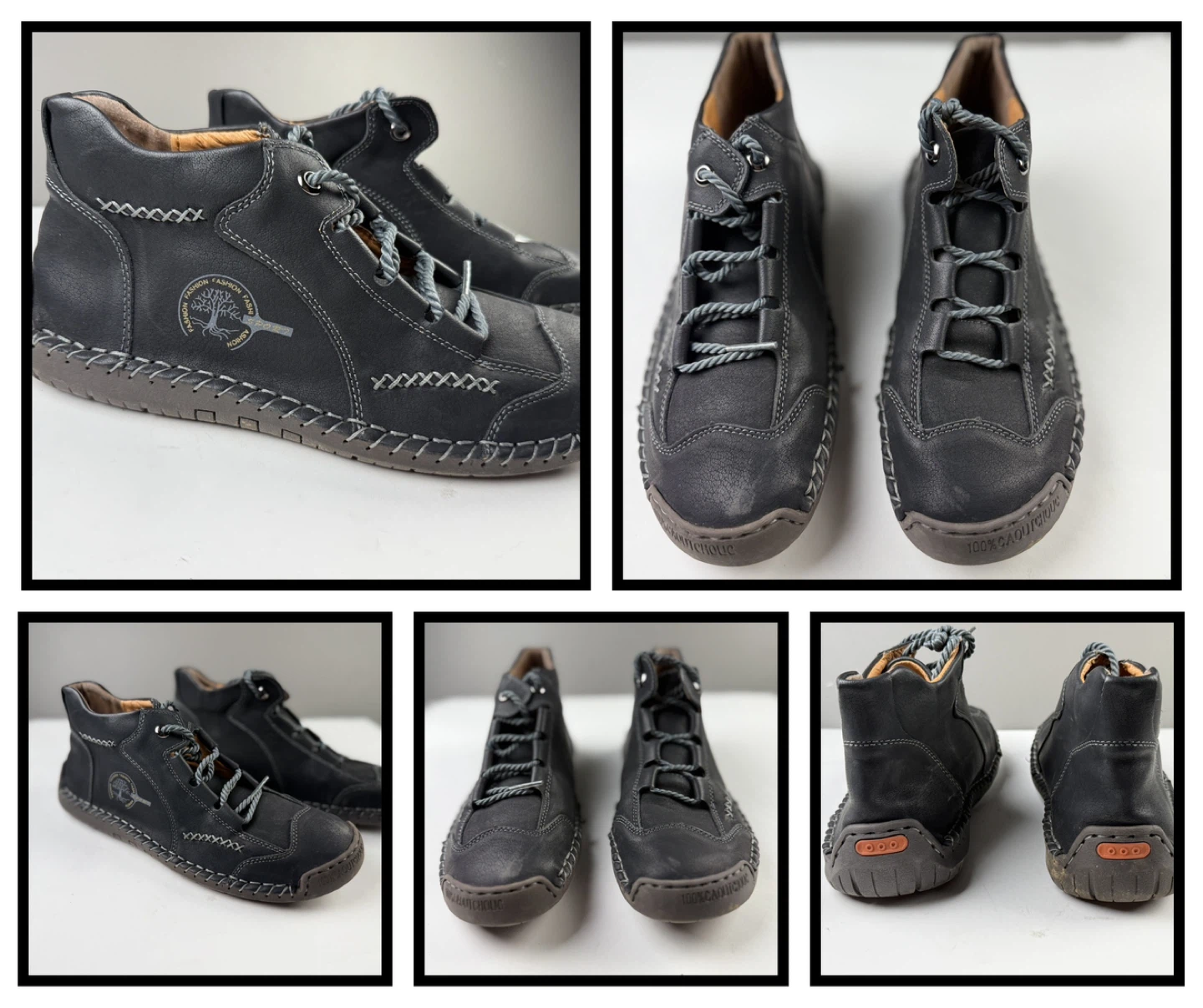 Black Leather Fashion Sneakers