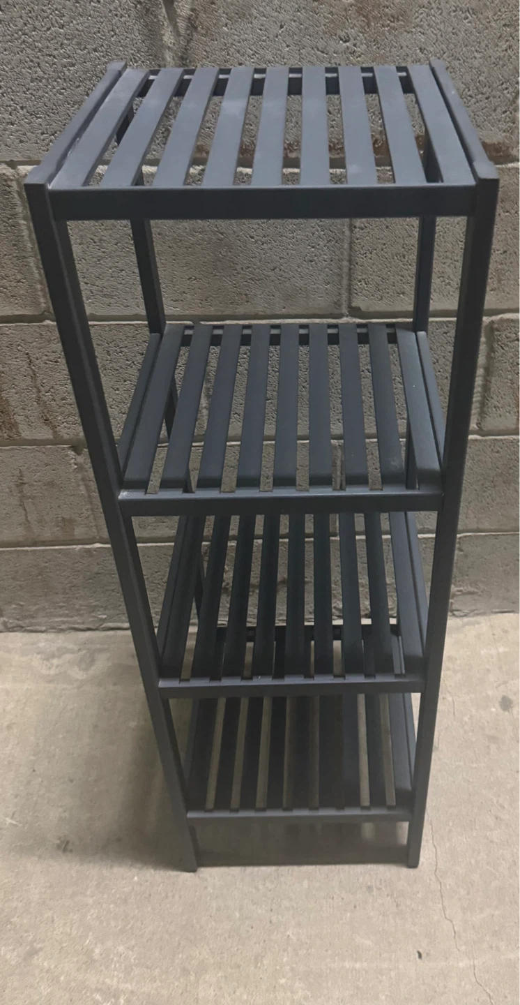 4-Tier Bamboo Shelf Narrow Slatted Bathroom Shelf Wood Finish