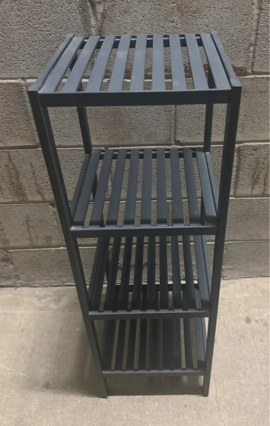 4-Tier Bamboo Shelf Narrow Slatted Bathroom Shelf Wood Finish - photo 2