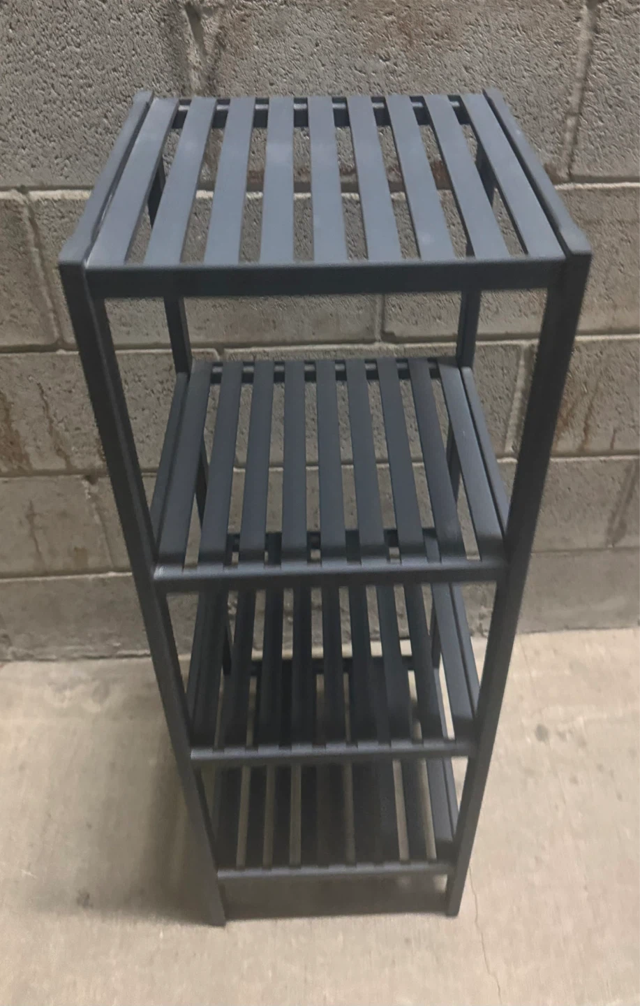 4-Tier Bamboo Shelf Narrow Slatted Bathroom Shelf Wood Finish - photo 4