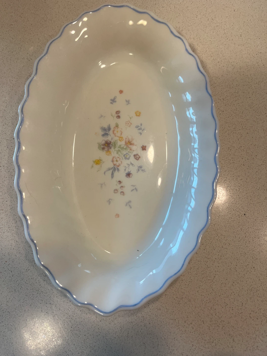 Oval Serving Dish with Floral Design