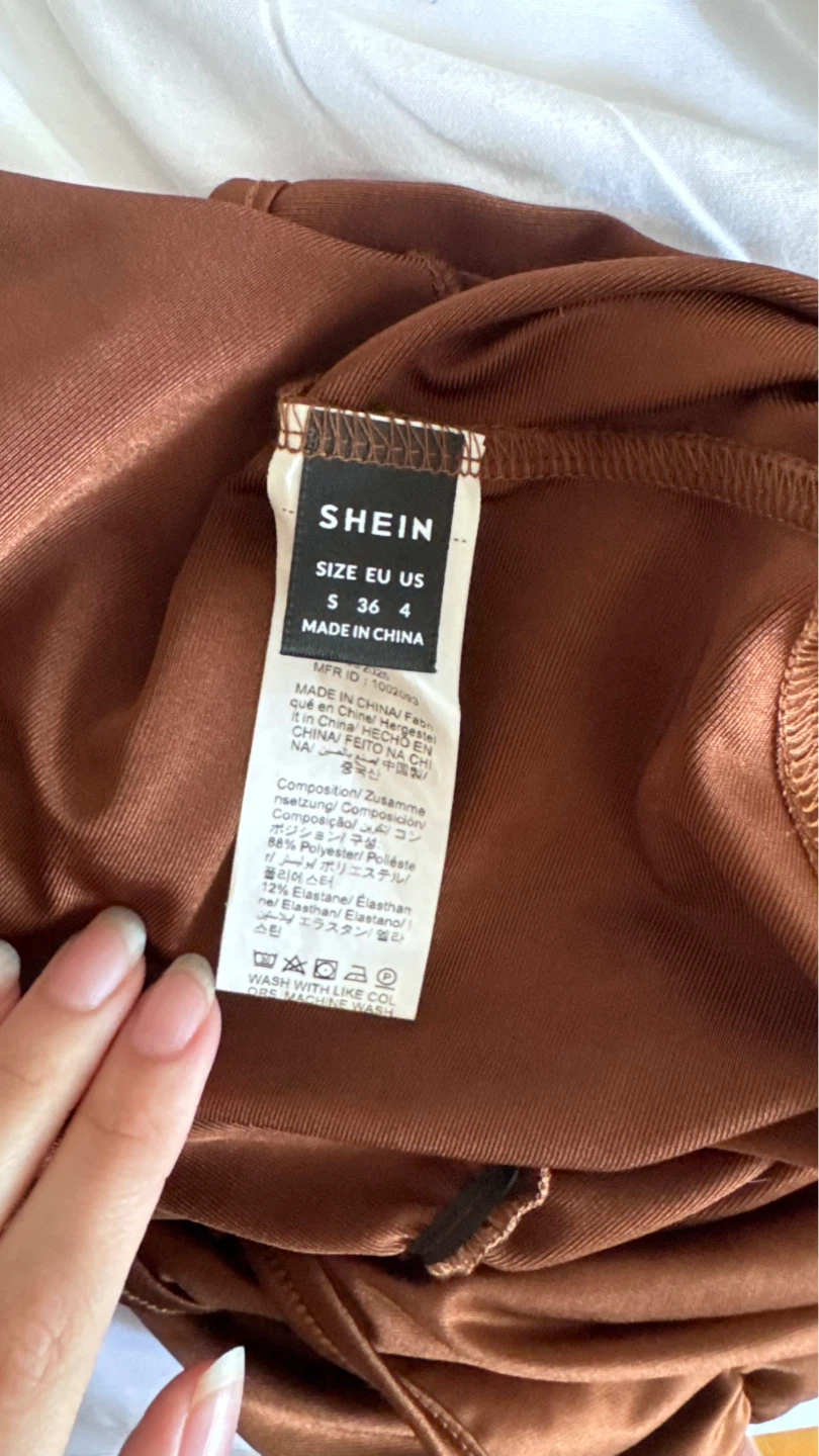 SHEIN Brown Ruched Asymmetrical Top - photo 5