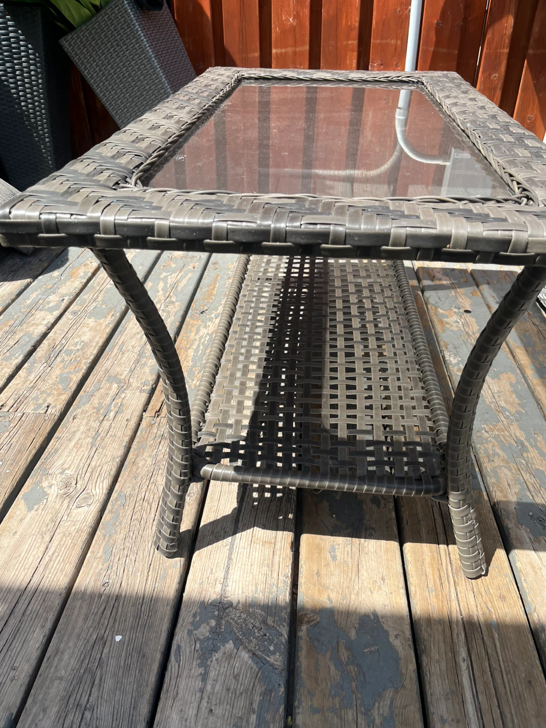 Wicker patio coffee table with glass top - photo 3