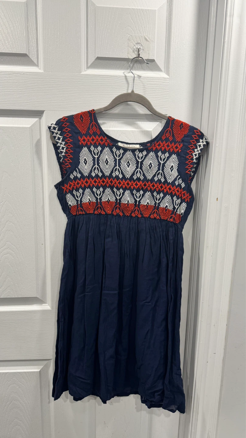 Navy Blue Embroidered Dress
