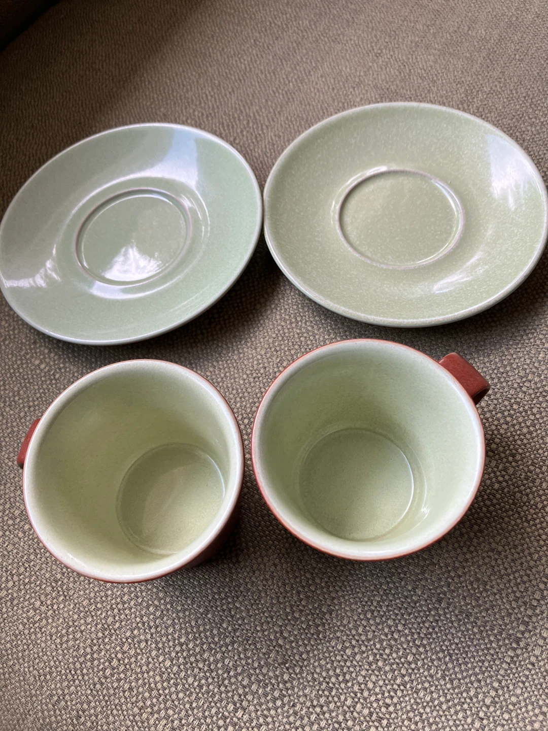 Set of 2 Vintage Denby Espresso Cups and Saucers - Brown/Green - photo 3