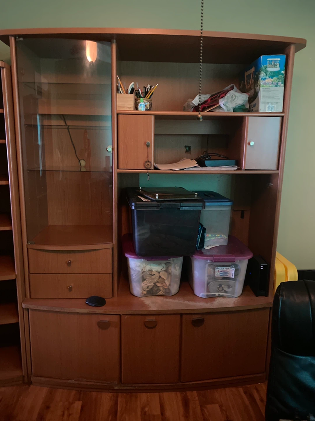 Curved Wood Display Cabinet with Glass Door