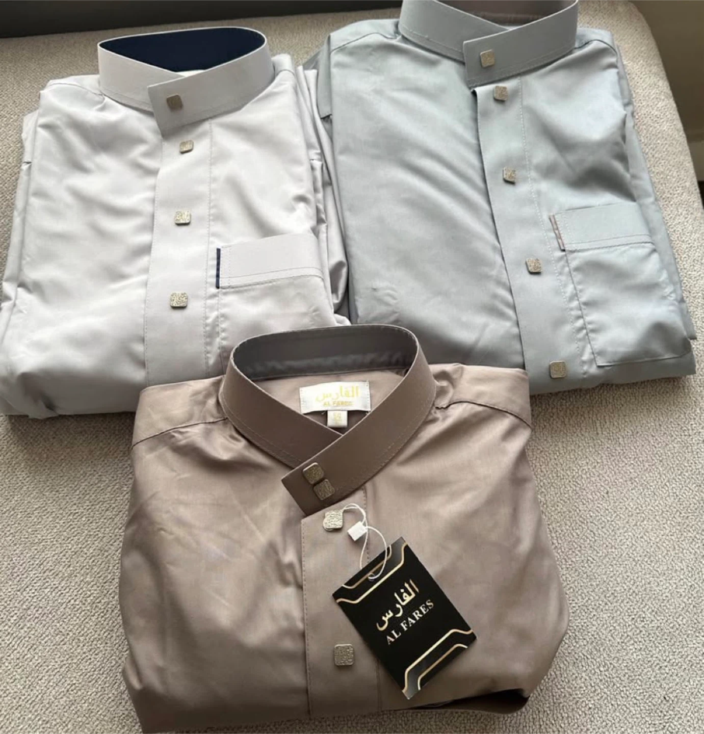 AL FARES Thobe - Light Grey and Beige