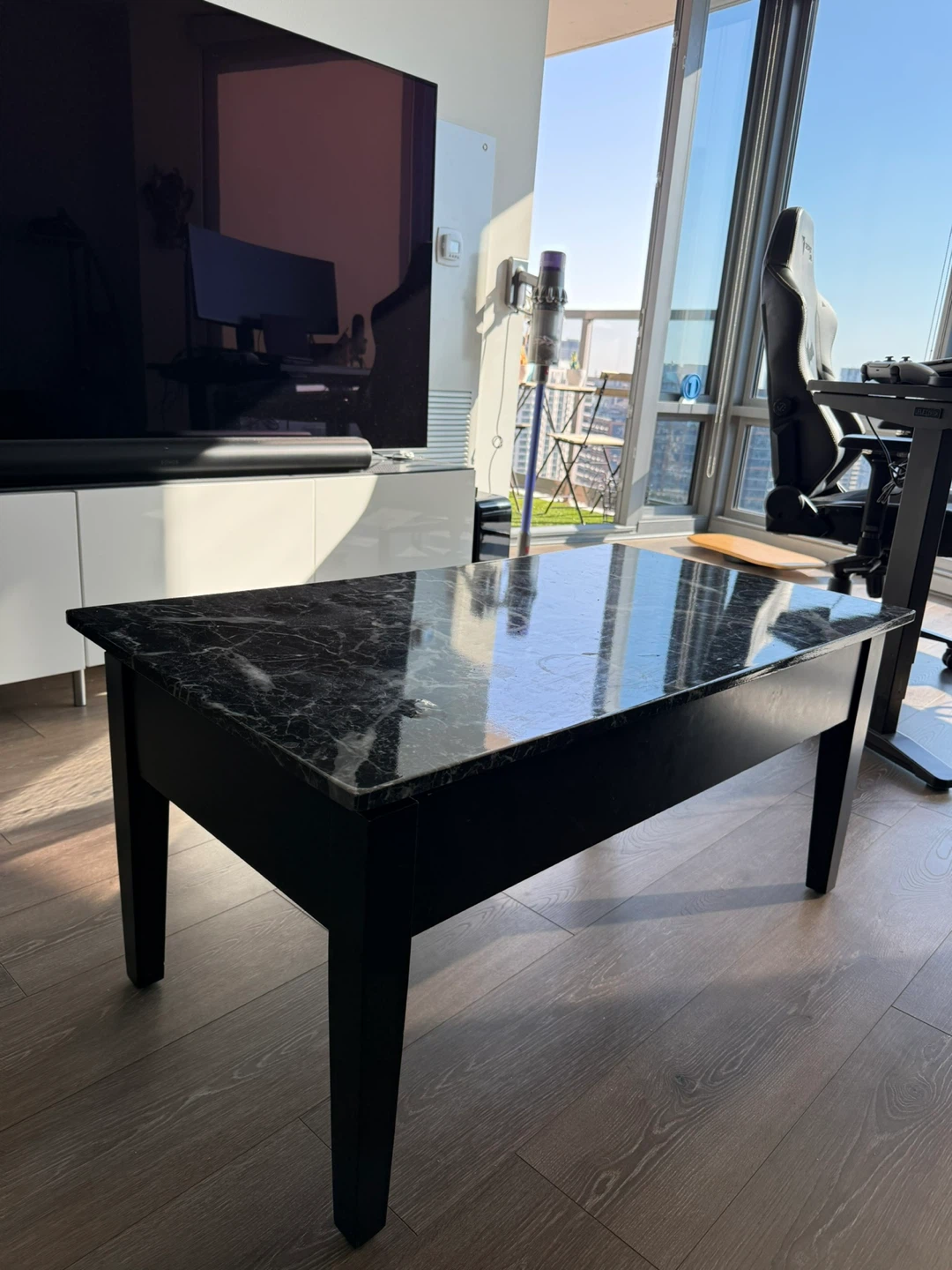 Black Marble Lift Top Coffee Table with Storage