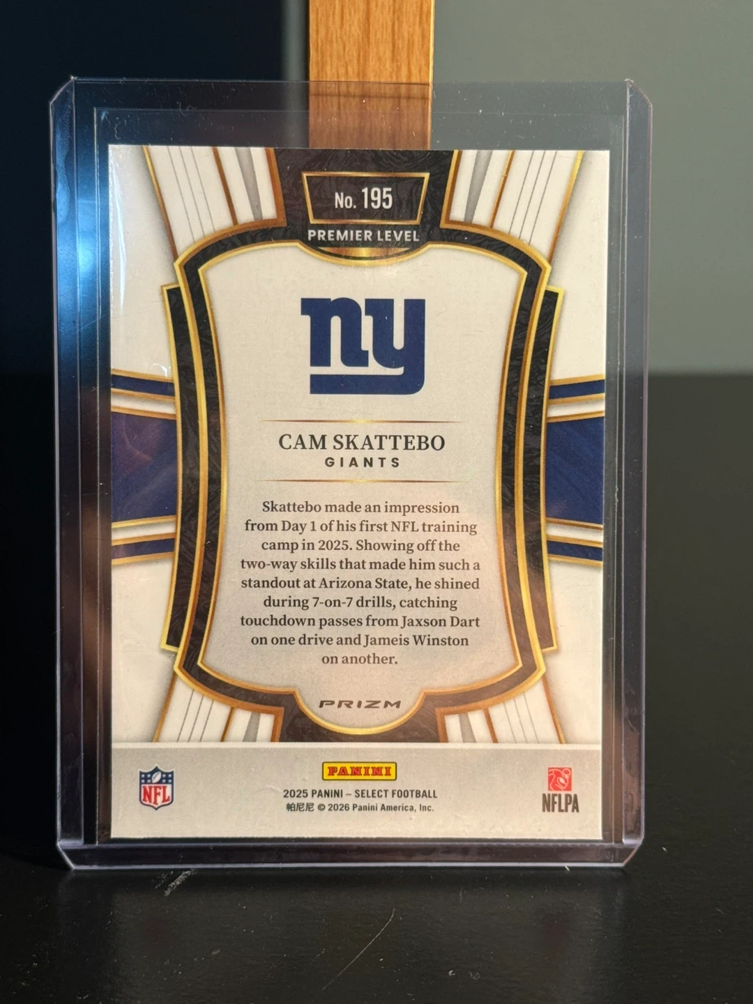 2025 Panini Select Football Cam Skattebo RC #195 - photo 2