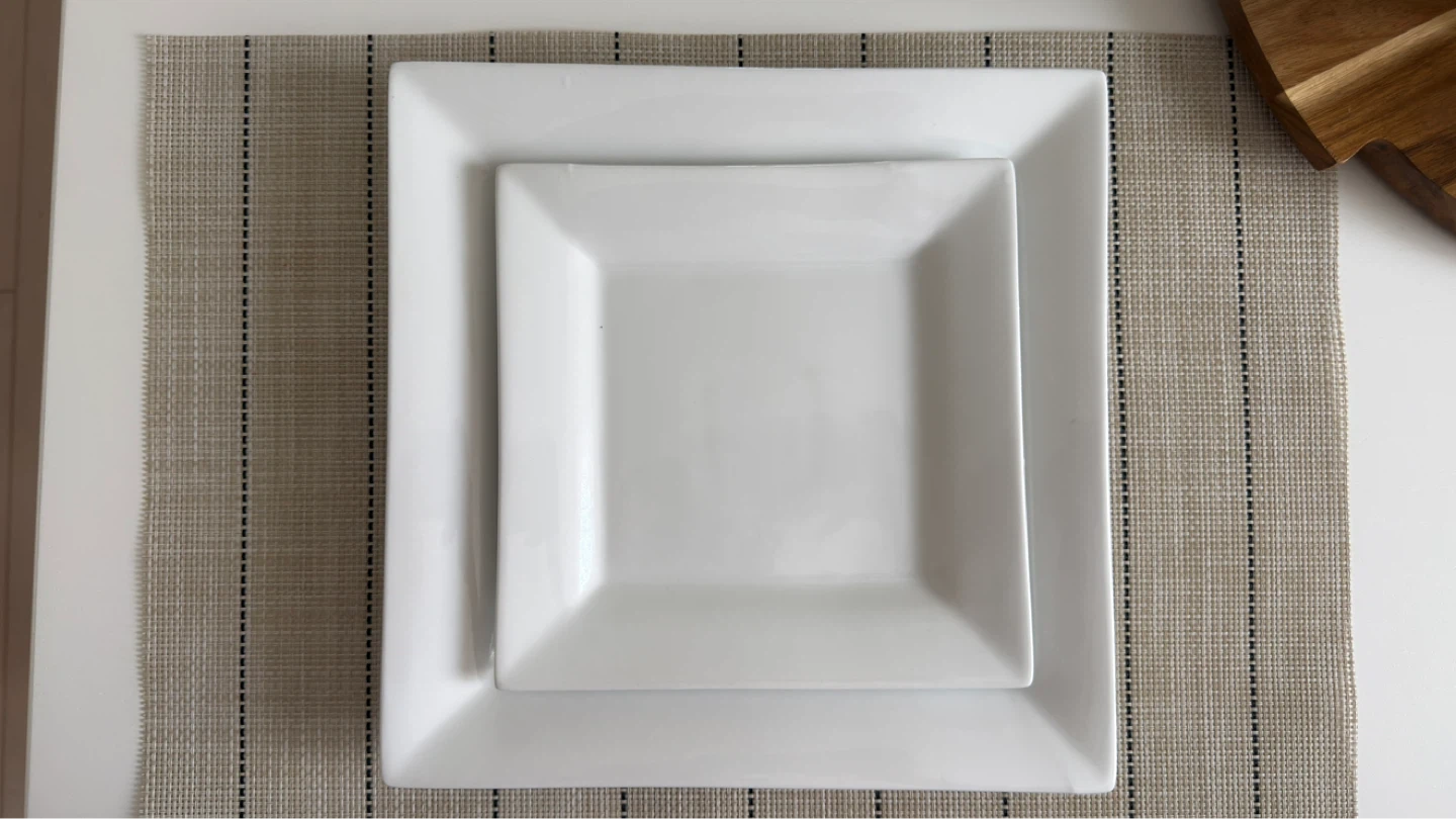 Forum Square Ceramic Dinner Plates and Salad Plates- Set of 4