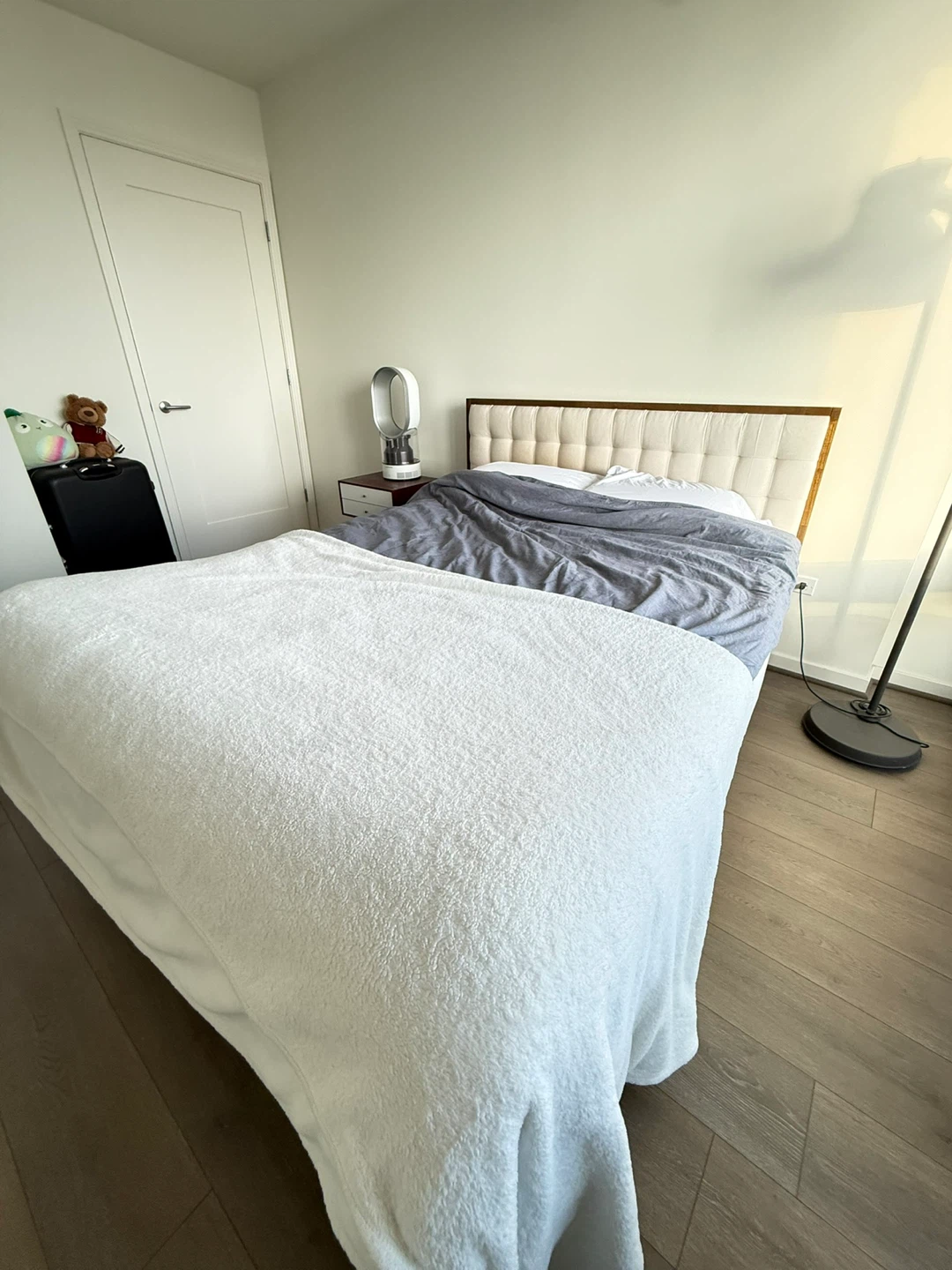 Wooden Bed Frame with Upholstered Headboard - photo 2