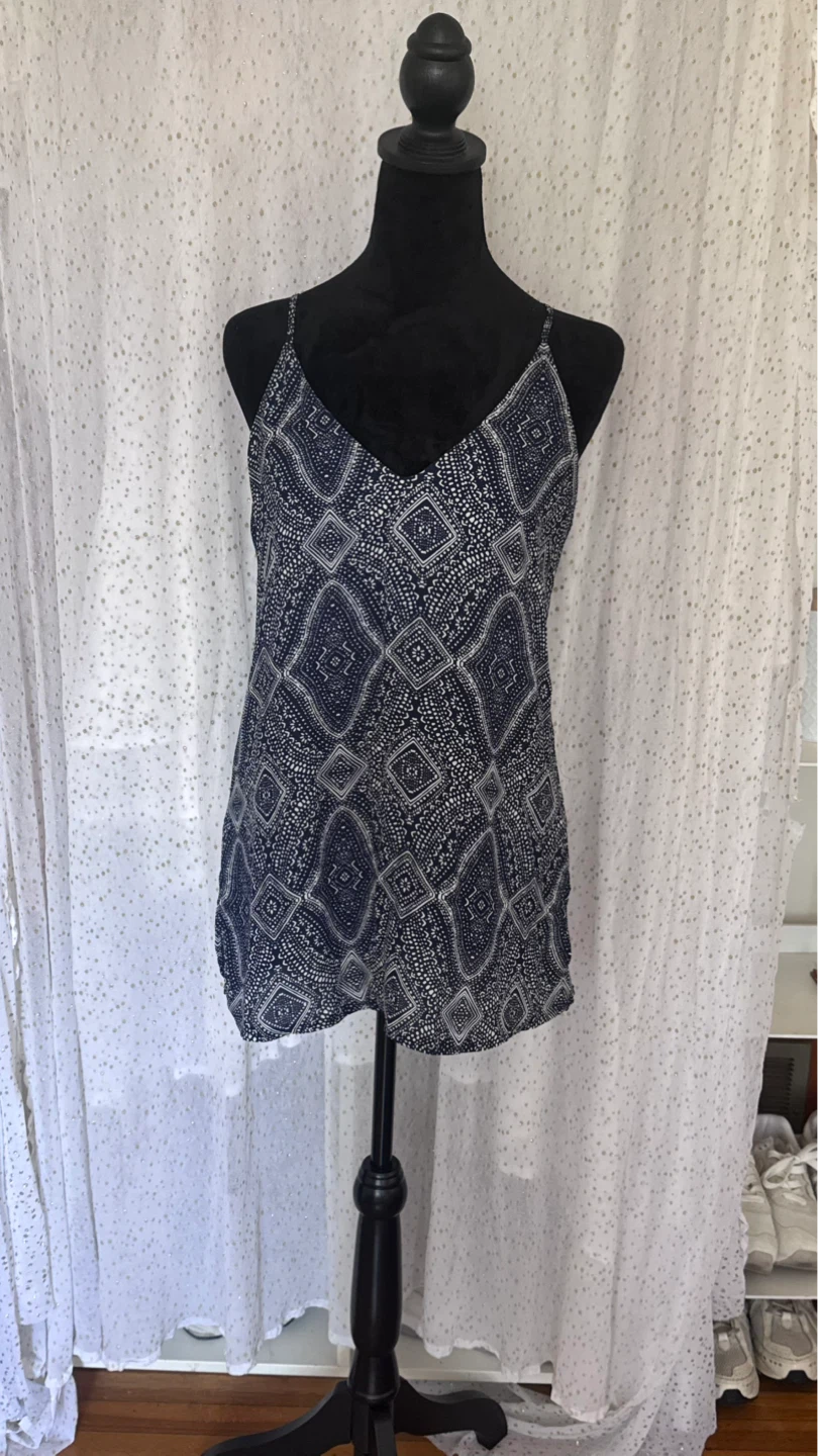 Suzy Shier Navy Blue Patterned Cami