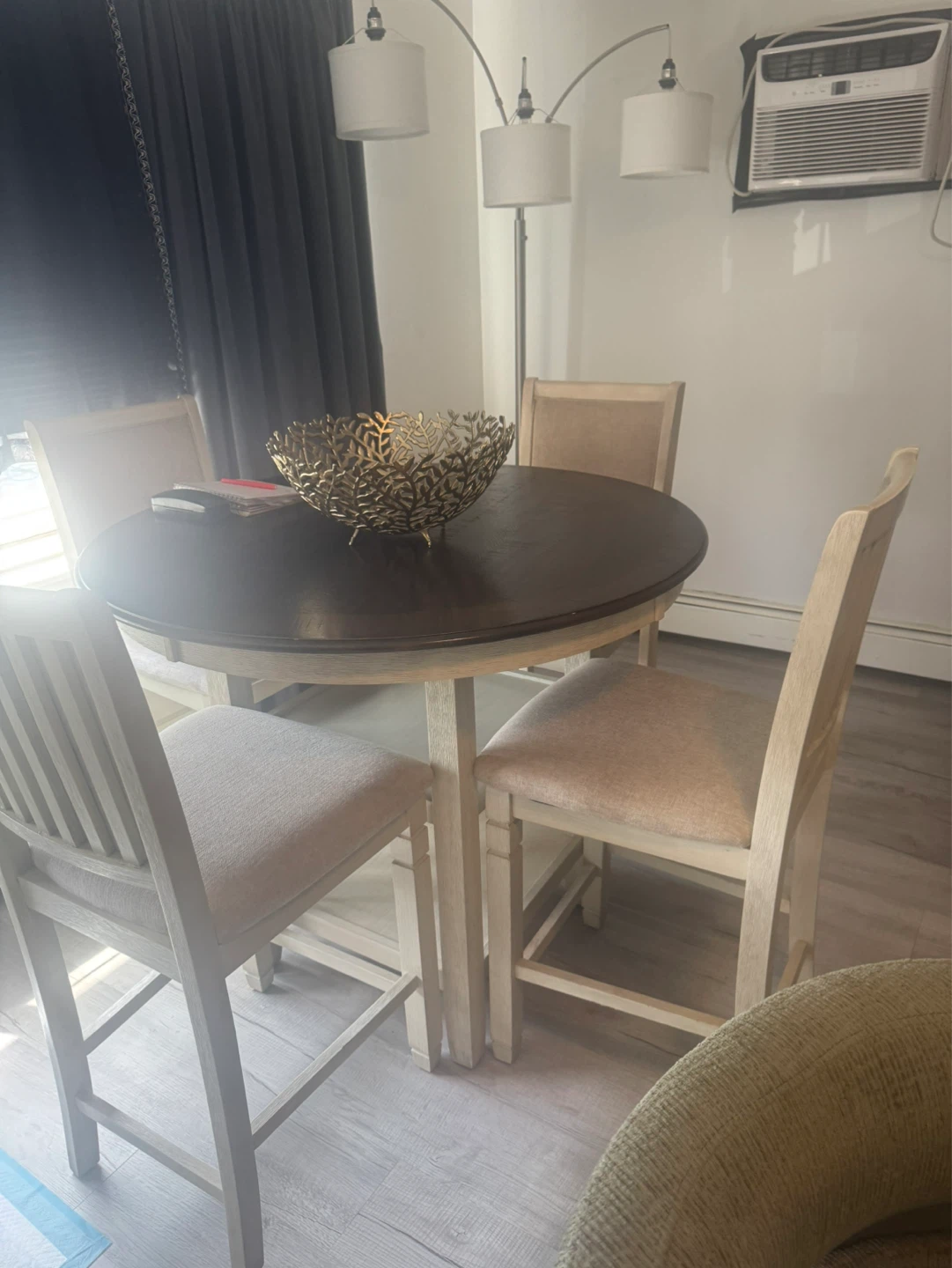 Dining tables with chairs and comfty rotating sofa olive green