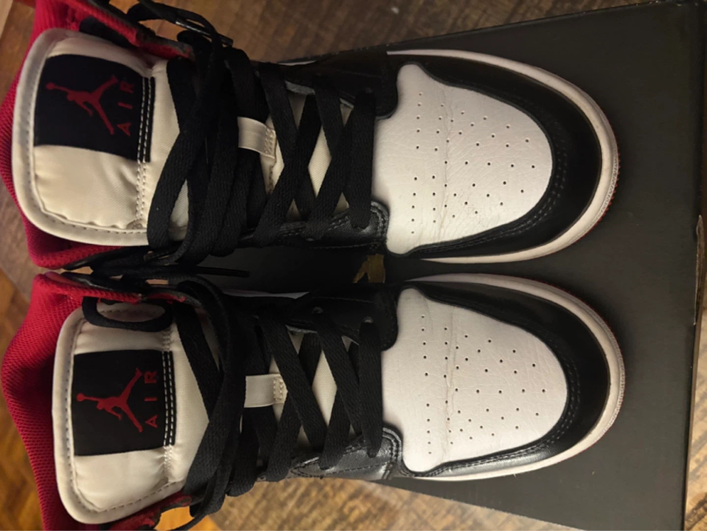 Air Jordan 1 Mid (GS) White/Gym Red-Black Youth Size 5Y - photo 2