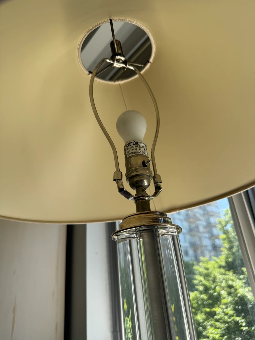 Clear Crystal Table Lamp with Beige Shade - photo 4