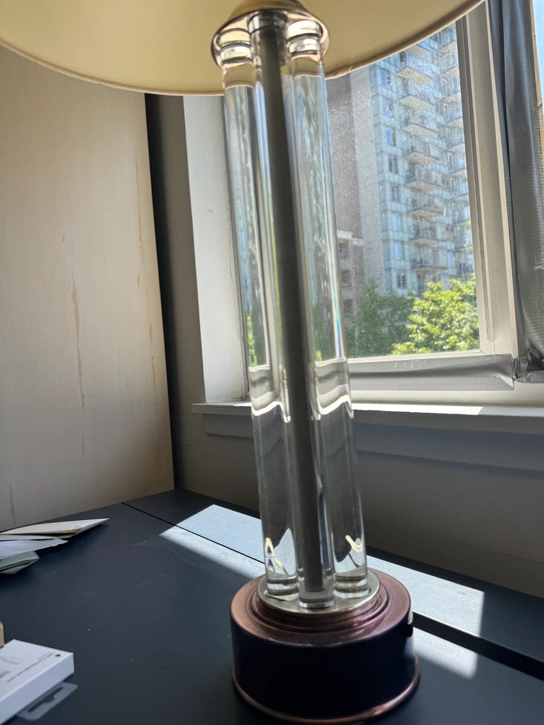 Clear Crystal Table Lamp with Beige Shade - photo 3