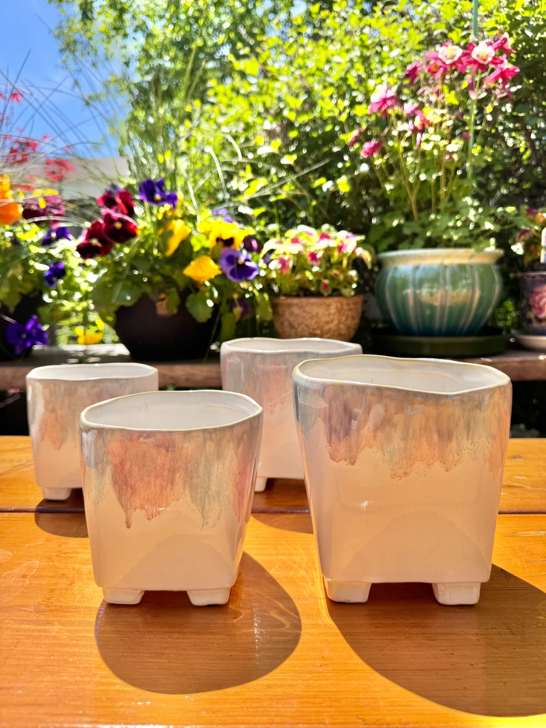 4 Flower Pots Ceramic Planters